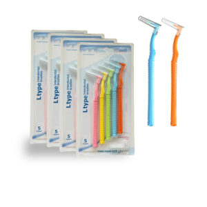 L shape long handle interdental brush