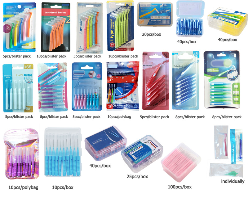 the packaging styles of interental brushes