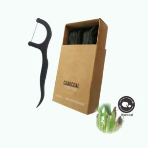 Charcoal Compostable Dental Floss Picks