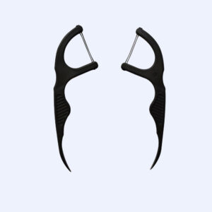 double threads charcoal dental floss pick