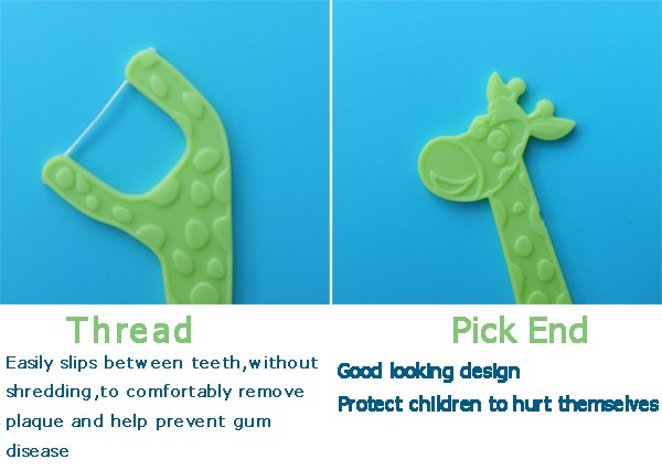 features of giraffe shape dental floss pick
